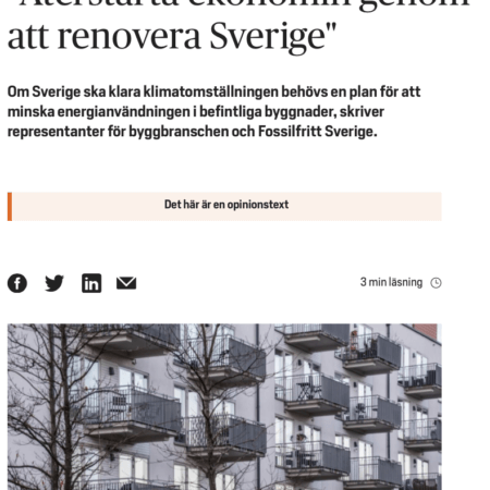 Återstarta ekonomin genom att renovera Sverige